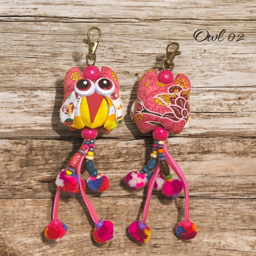 Colorful Owl Keychain Bag Accessory